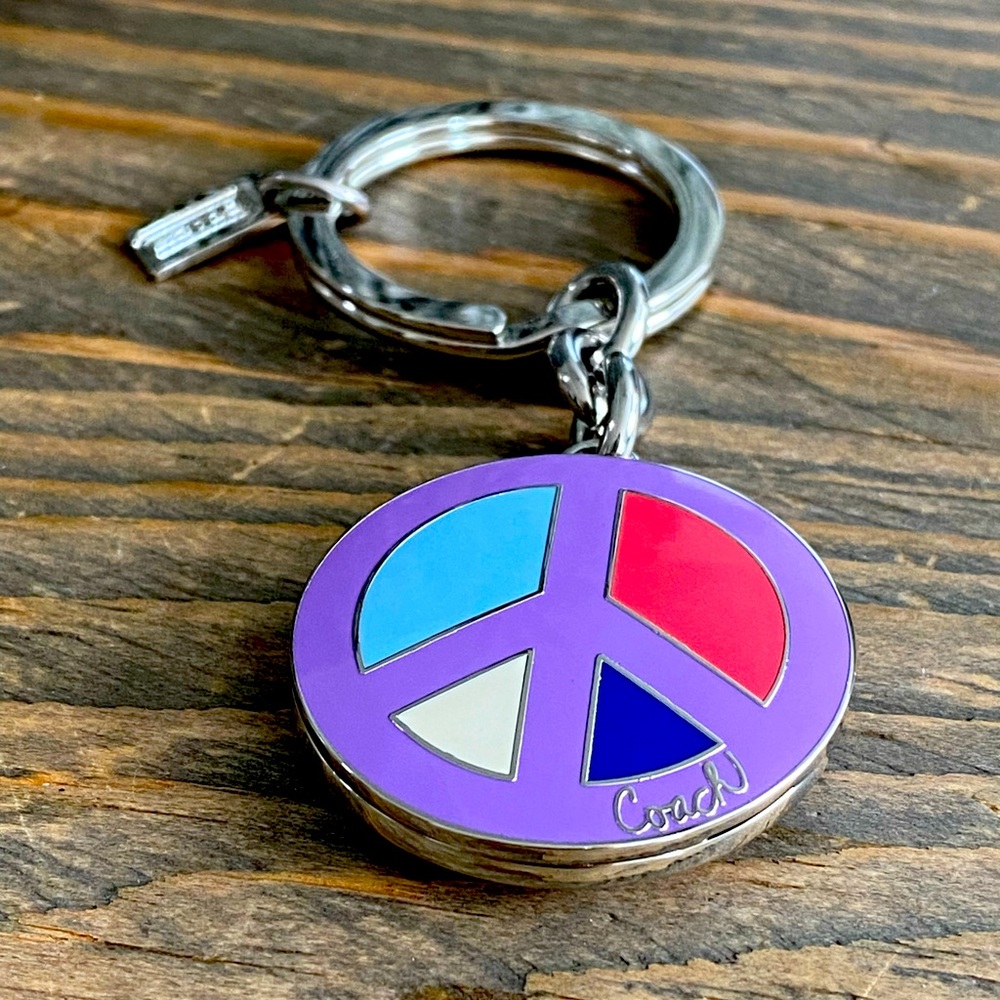 NEW COACH KEYCHAIN KEY FOB LOCKET PEACE SIGN BOHO